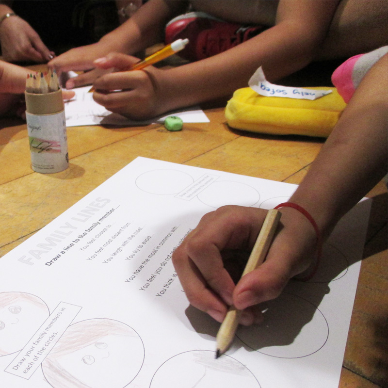 Siblings participating in camp activities